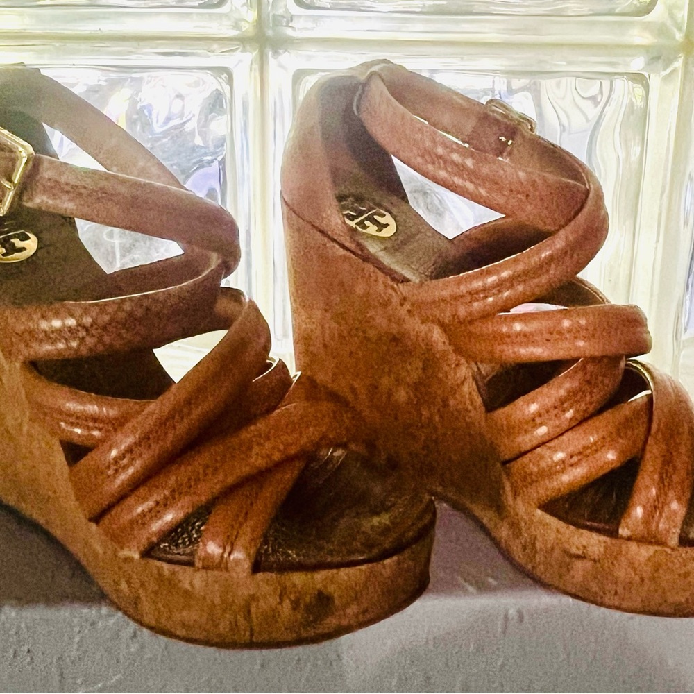 Tory Burch Tan Wedge Sandals